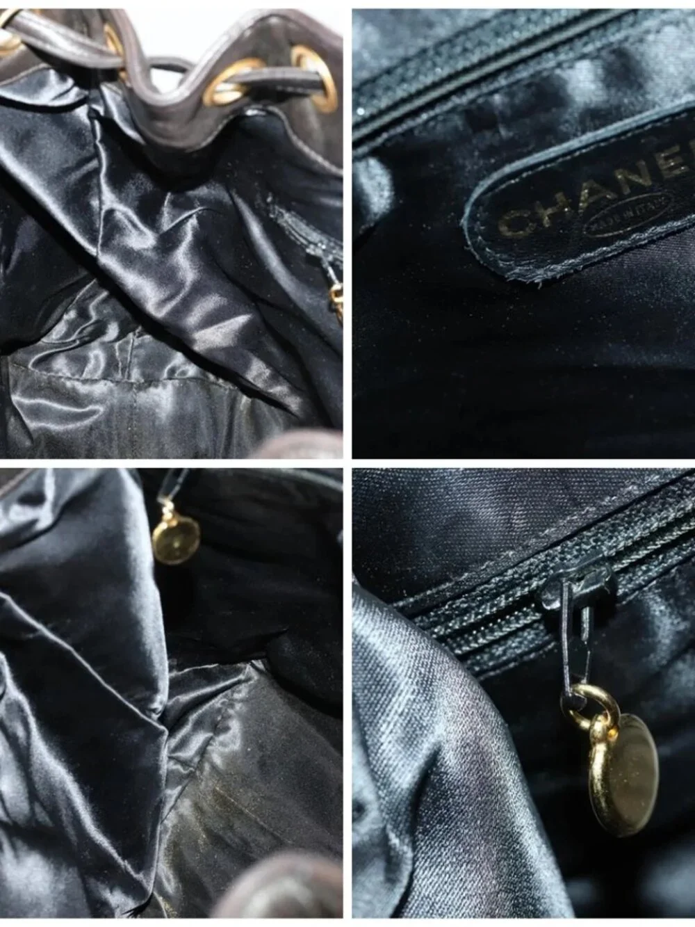 CHANEL Matelasse Backpack Lamb Skin Dark Brown Gold CC Auth ki6346